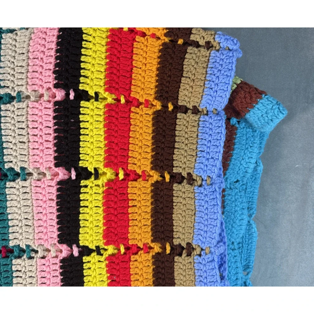 Multicolor Crochet Afghan Blanket‎ Throw Granny Cottagecore 50 W X 78 L